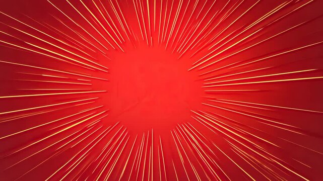 red explosion with glowing light effects and rays with flying stars