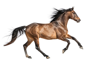 Fototapeta premium Running Brown Horse Isolated on Transparent Background