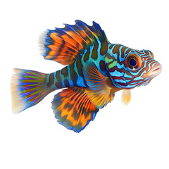 Fototapeta premium mandarin dragonet fish , isolated on transparent background cutout , generative ai