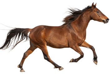 Obraz premium Running Brown Horse Isolated on Transparent Background