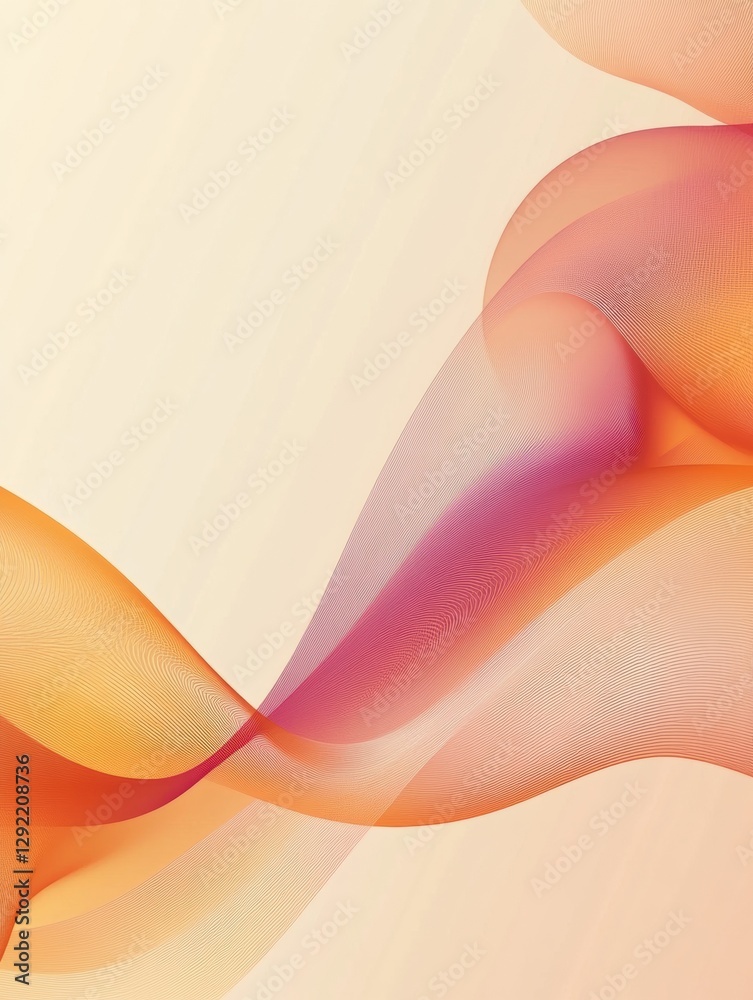 Poster Colorful abstract wave patterns create a soothing atmosphere with soft gradients and gentle curves. Generative AI