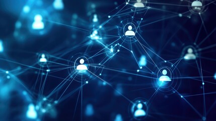 A digital network with user icons connected through lines, symbolizing communication