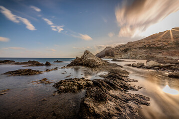 Sunset in one of the many coves and corners of the Cabo de Gata Natural Park, Almeria