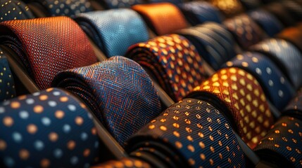 Colorful ties on display in a retail store