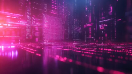 Futuristic neon cyber grid in a vibrant digital metaverse environment