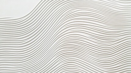 Textured white wall displaying wavy patterns with elegant, fluid curves forming dynamic abstract background for design and creative projects