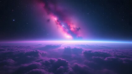 Fototapeta premium Majestic Interstellar Symphony A Distant Galaxy's Surreal Glow