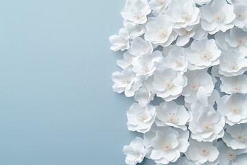 A luxurious wedding background with embossed white flowers and gold details. The intricate floral pattern makes it ideal for wedding invitations and elegant event designs.