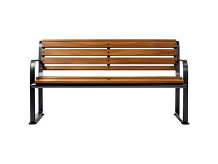 Outdoor seating bench with armrests isolated on transparent background