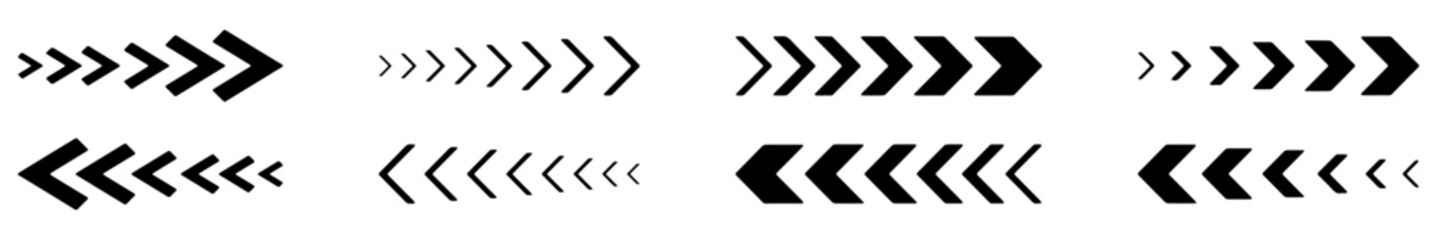 Arrow icon. Sideways arrow icon striped direction sign. Turn right symbol. Vector