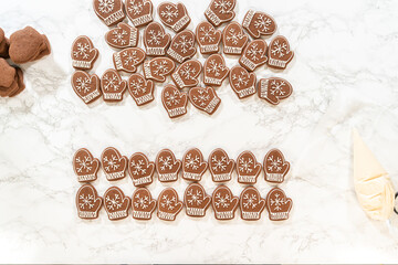 Beautifully Decorated Mitten Cookies with Royal Icing Designs