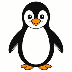 Fototapeta premium a cute cartoon penguin standing upright with a charming expression, isolated