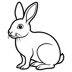 Fototapeta premium a line art illustration of a cute bunny rabbit in a seated position, perfect for coloring books or creative projects