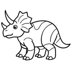 Fototapeta premium A line art of a triceratops, ready to be colored, this illustration captures the essence of prehistoric times