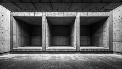 Obraz premium abstract minimalist concrete interior with three recessed niches. the niches are empty and offer an open space for creative possibilities, with a clean and modern feel.