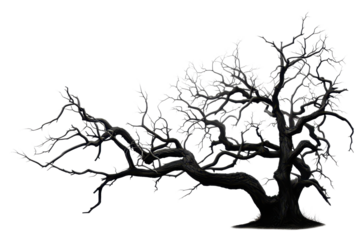 dark spooky dead tree isolated on white or transparent png