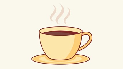 Obraz premium a cup of hot coffee, with steam rising upwards, is placed on a saucer. the image conveys warmth and comfort