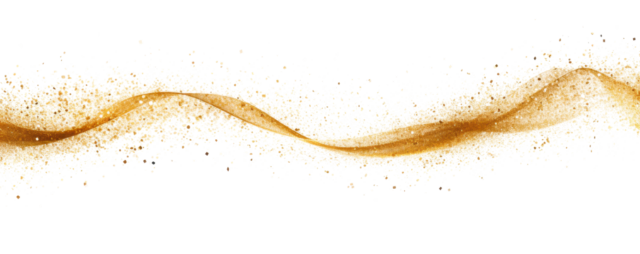 elegant golden particles wave isolated on white or transparent png