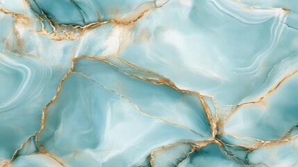 Opulent aqua marble surface featuring intricate golden veins, representing high end interior design aesthetic with refined, luminous visual appeal