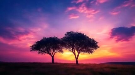 Obraz premium Silhouetted trees under full moon in tranquil landscape high resolution picture