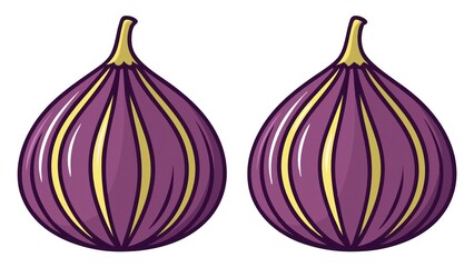 Fototapeta premium Two ripe figs with detailed illustration style