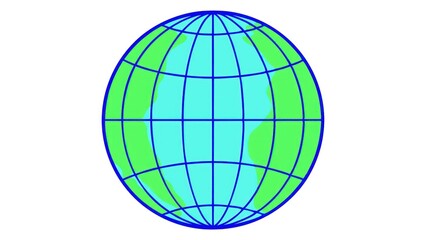 Obraz premium a blue globe with a green and blue earth, the globe has longitudinal and latitudinal lines 