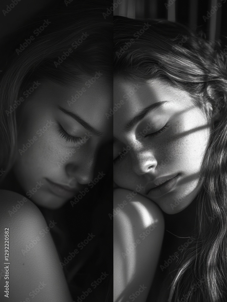 Poster emotional contrast captured in a mood transformation between sadness and tranquility in a natural li