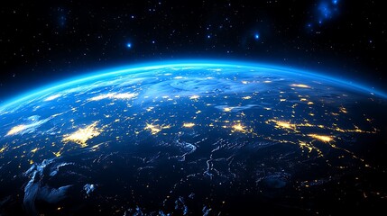 Obraz premium Night Earth, city lights, space