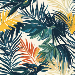 seamless tropical pattern with leaves