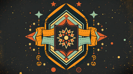 Vintage Retro Badge - Classic Emblem with Mid-20th-Century Design Elements in Muted Tones