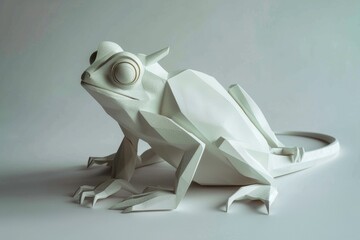 Rana blanca minimalista hecha a partir de formas geométricas, escultura rana de color blanco, decoración del hogar figura de un sapo