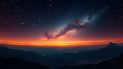 Obraz premium Enchanting Cosmos A Celestial Tapestry of Bright Constellations in a Futuristic Interstellar Sky