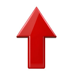 3D Red Arrow with Glossy Finish, PNG Transparent Background: Perfect for Directional Icons, Navigation Symbols, Infographics, Business Presentations, and Graphic Design