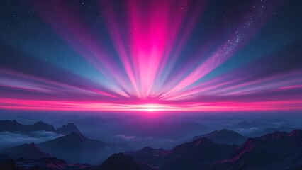 Obraz premium Twilight Sky Transition Vintage Sci-Fi Cosmos in Vibrant Magenta and Electric Blue