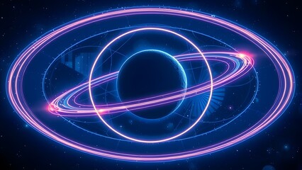 Obraz premium Celestial Harmony Planetary Alignment in Glowing Orbits