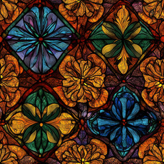 seamless floral stained glass