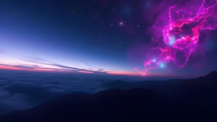 Fototapeta premium Enchanting Celestial Symphony Twilight Sky to Cosmic Depths
