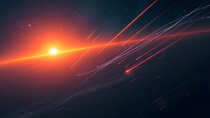 Celestial Spectacle Meteor Shower in Futuristic Deep Space Sky