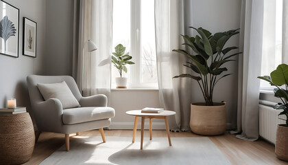 Minimalist and Elegant Scandinavian Ambiance with a Reading Niche and Natural Lighting