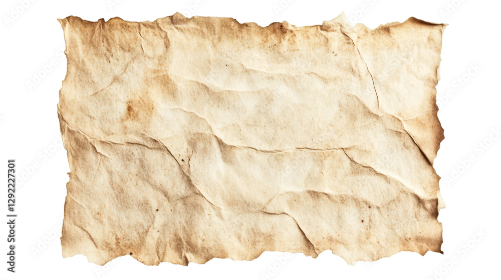 Poster weathered paper texture with burnt edges, transparent background—ideal for vintage design elements a