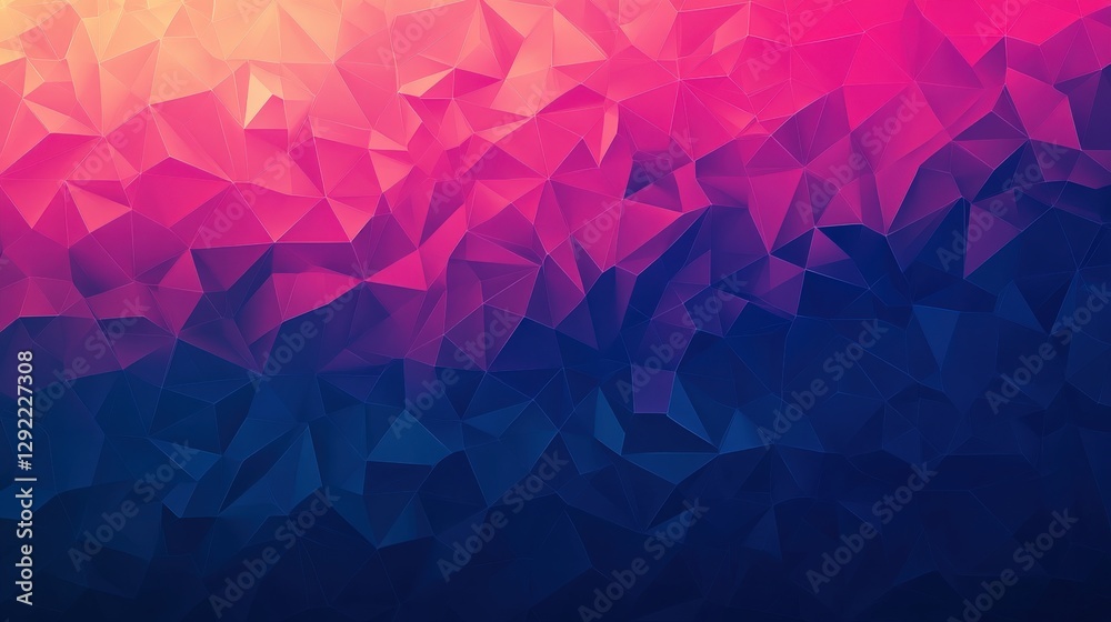 Poster abstract geometric background with vibrant pink and blue triangular patterns creating depth