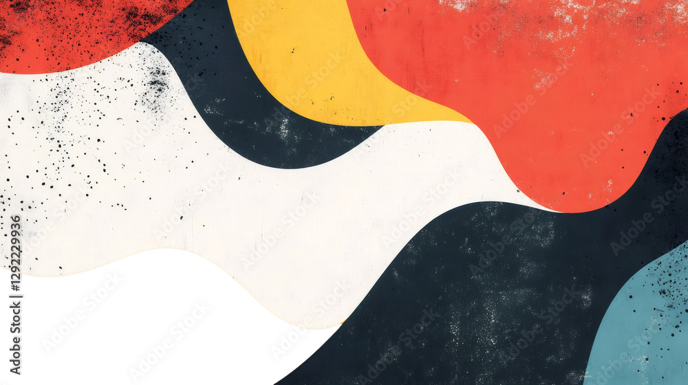 Poster Wavy shapes in various colors create an abstract design, featuring a transparent section for versatile use