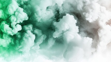 Fototapeta premium A captivating blend of green and white smoke swirls elegantly, creating an ethereal atmosphere, This image can be utilized for artistic projects, backgrounds
