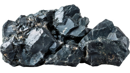 Black tourmaline crystal cluster isolated on transparent background, showcasing its natural beauty and geological formation
