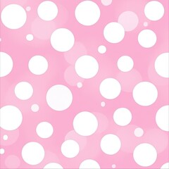A vibrant pink background adorned with various-sized white circles creates a playful and whimsical feel, ideal for designs related to children's themes, party invitations, or fashion products,