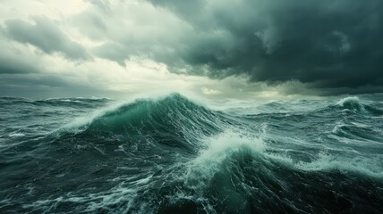 Obraz premium Wild storm on the ocean created with Generative AI