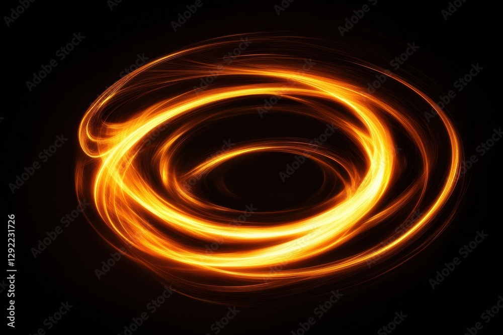 Poster Glowing gas swirls create mesmerizing energy flow in dark space with intricate patterns and vibrant colors. Generative AI