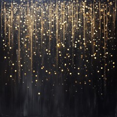 A stunning abstract background with cascading golden dots against a dark backdrop, perfect for festive invitations, artistic projects, or digital wallpapers that evoke elegance and celebration,
