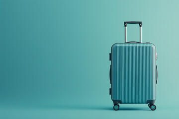 Luxury hard-shell suitcase with metallic finish isolated on a solid color background