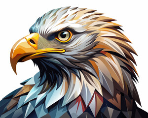 vector of photorealistic sculpture of a eagle, white background